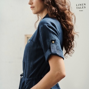 Linen Tales Linen Linden Dress - Bilberry Blue